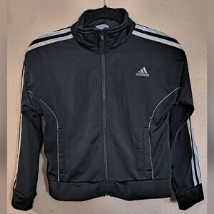 Adidas Girls Sz S(7/8) Black And SilverTrack Jacket